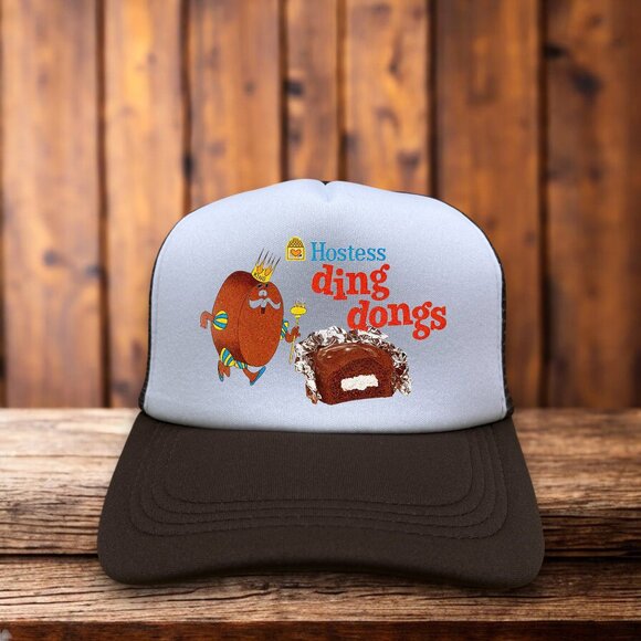 Unbranded Other - Vintage Hostess Ding Dong Mens Trucker Hat Brown Snapback 50s Dessert Ball Cap